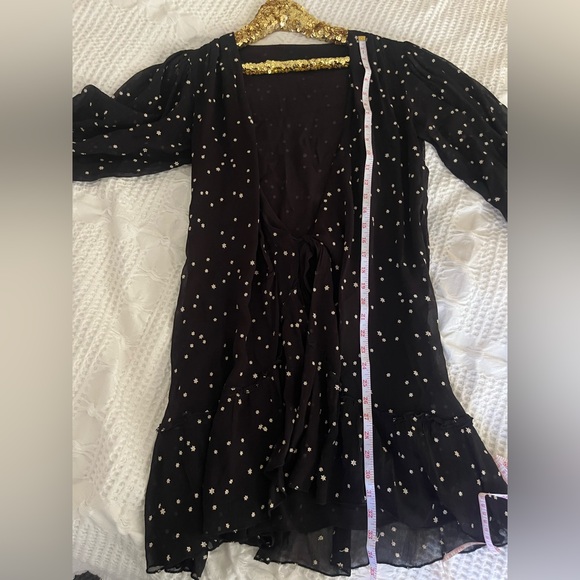 ALL SAINTS Gracie Nala Wrap Dress, Black with Embroidered Stars - Picture 8 of 8
